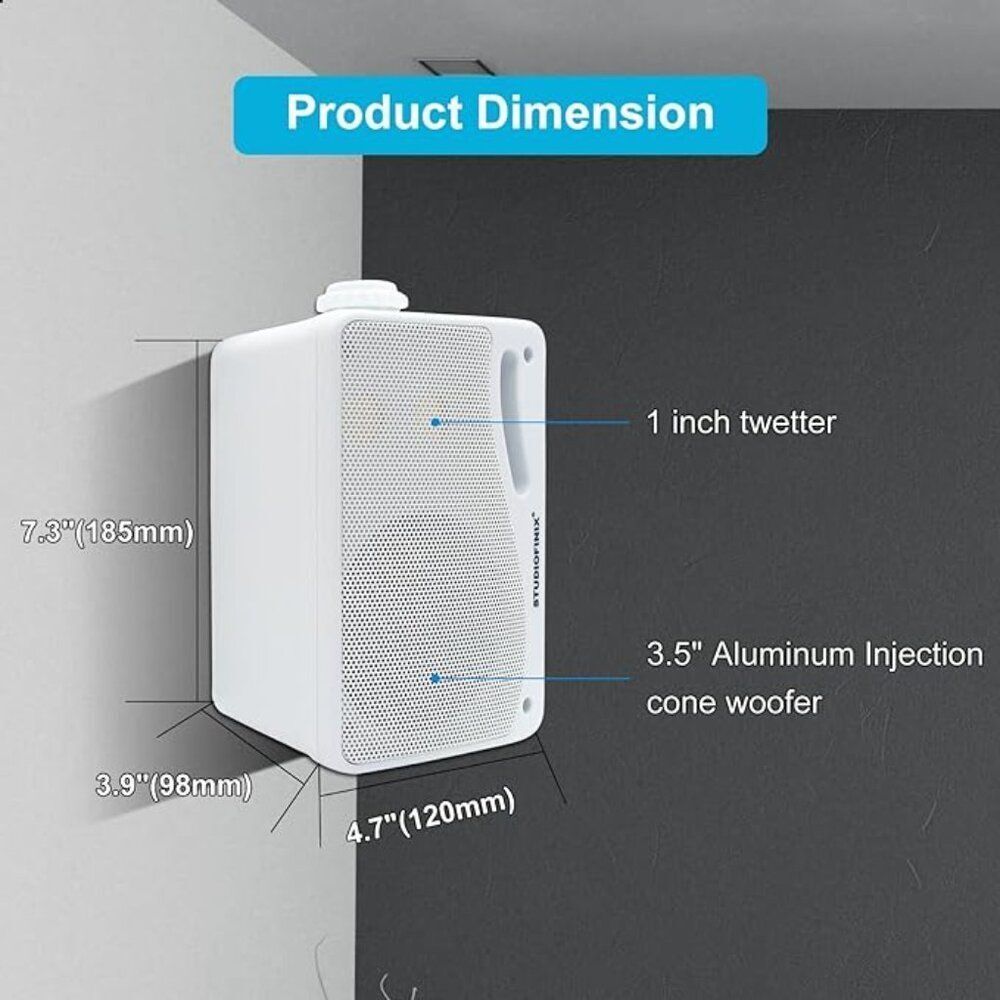 NIB Waterproof Outdoor Passive Speakers | Wired 3.5" Pair | White - Picture 2 of 5